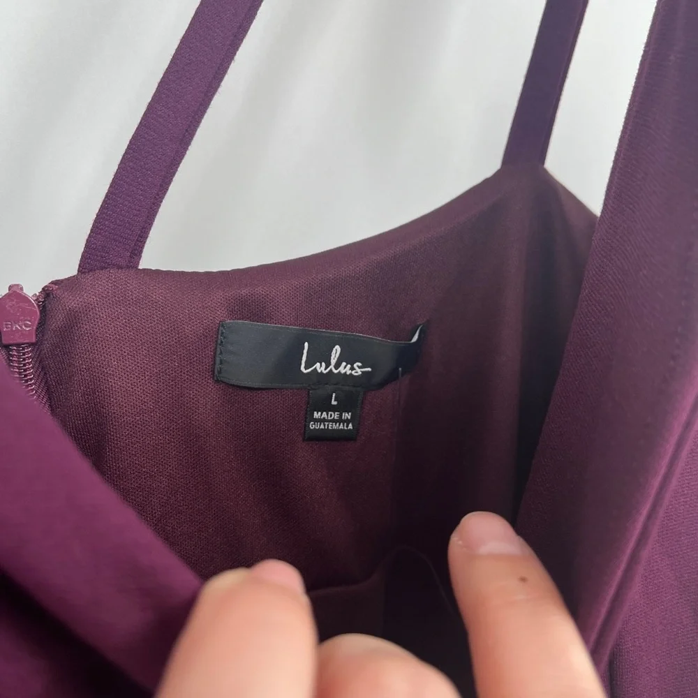 Lulus Love Galore Plum Spaghetti Strap Fit & Flare Skater Mini Dress NWT Sz L - Picture 7 of 12